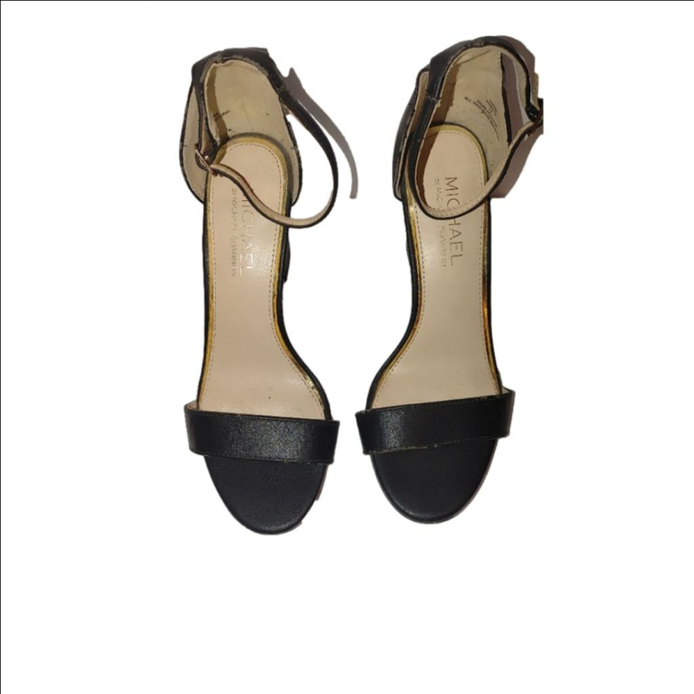 Michael Kors Shannon Leather Heeled Ankle Strap Sandals Size 7.5